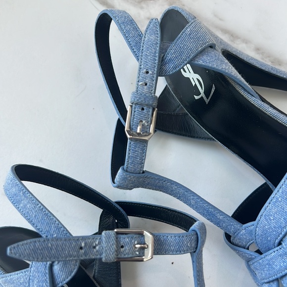 Saint Laurent Tribute Sandal Blue Jean 38.5 👖 👠 - Picture 5 of 10